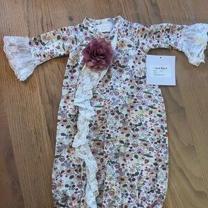 Floral Lace Baby Dress with Flower Accent